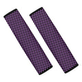 Purple And Black Checkered Pattern Print Car Seat Belt Covers