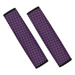 Purple And Black Checkered Pattern Print Car Seat Belt Covers