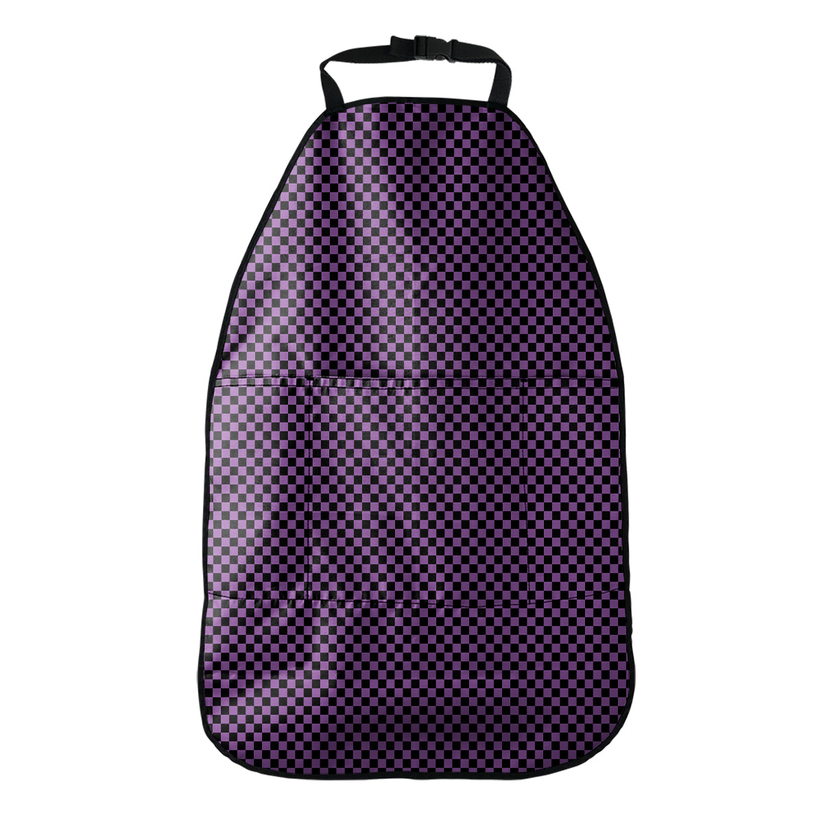 Purple And Black Checkered Pattern Print Car Seat Organizers