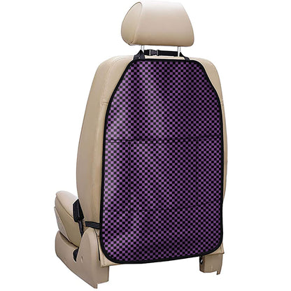 Purple And Black Checkered Pattern Print Car Seat Organizers
