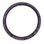 Purple And Black Checkered Pattern Print Car Steering Wheel Cover