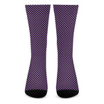 Purple And Black Checkered Pattern Print Crew Socks