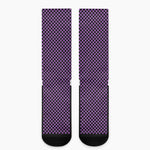 Purple And Black Checkered Pattern Print Crew Socks