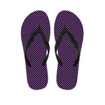 Purple And Black Checkered Pattern Print Flip Flops