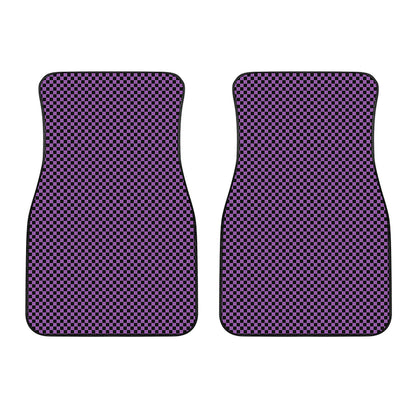 Purple And Black Checkered Pattern Print Front Car Floor Mats