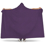 Purple And Black Checkered Pattern Print Hooded Blanket