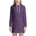 Purple And Black Checkered Pattern Print Pullover Hoodie Dress