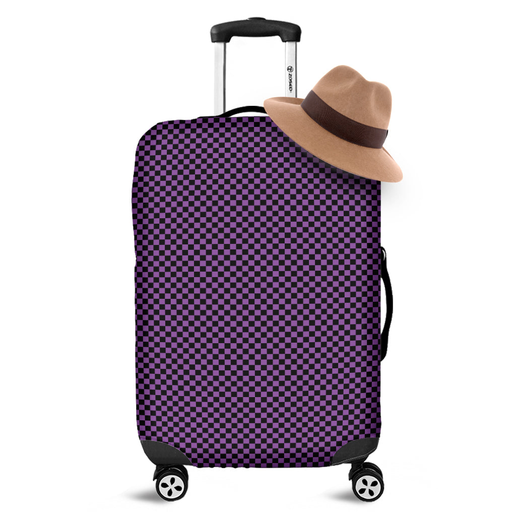 Purple And Black Checkered Pattern Print Luggage Cover