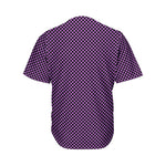 Purple And Black Checkered Pattern Print Men's Baseball Jersey