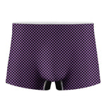 Purple And Black Checkered Pattern Print Men's Boxer Briefs