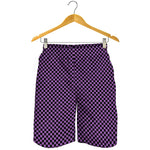 Purple And Black Checkered Pattern Print Men's Shorts