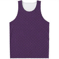 Purple And Black Checkered Pattern Print Men's Tank Top