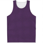 Purple And Black Checkered Pattern Print Men's Tank Top