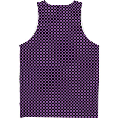 Purple And Black Checkered Pattern Print Men's Tank Top