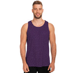 Purple And Black Checkered Pattern Print Men's Tank Top