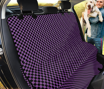 Purple And Black Checkered Pattern Print Pet Car Back Seat Cover