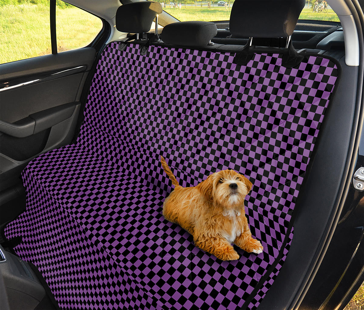 Purple And Black Checkered Pattern Print Pet Car Back Seat Cover