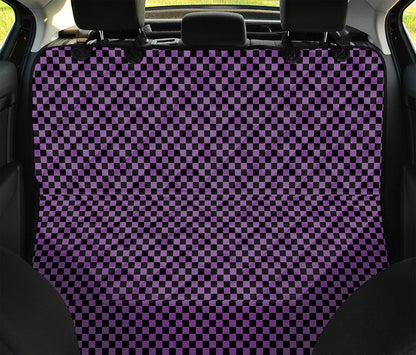 Purple And Black Checkered Pattern Print Pet Car Back Seat Cover