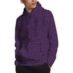 Purple And Black Checkered Pattern Print Pullover Hoodie