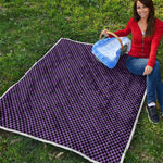 Purple And Black Checkered Pattern Print Quilt