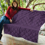 Purple And Black Checkered Pattern Print Quilt