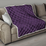 Purple And Black Checkered Pattern Print Quilt