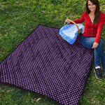 Purple And Black Checkered Pattern Print Quilt