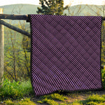 Purple And Black Checkered Pattern Print Quilt