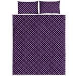 Purple And Black Checkered Pattern Print Quilt Bed Set
