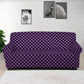 Purple And Black Checkered Pattern Print Sofa Cover