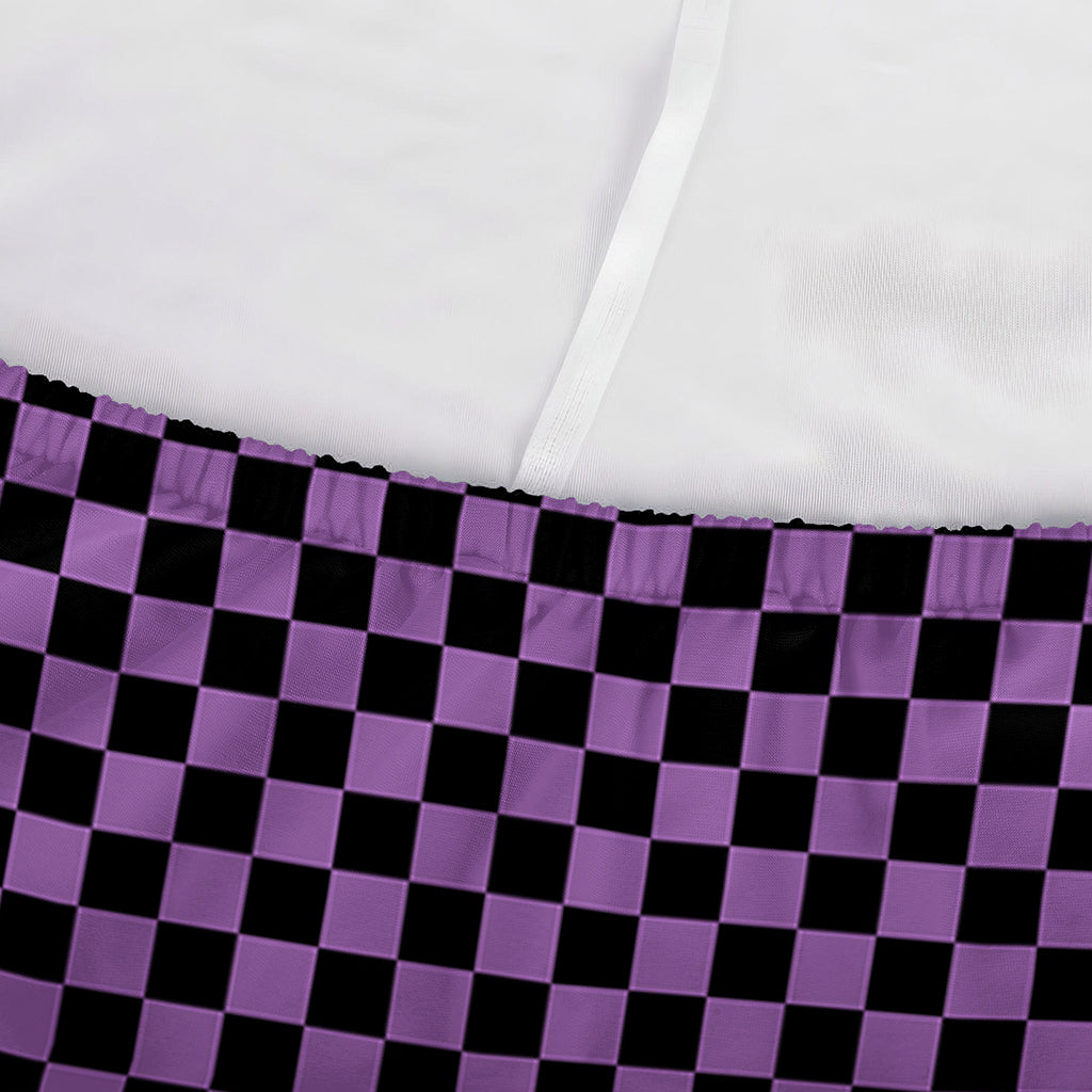 Purple And Black Checkered Pattern Print Sofa Cover