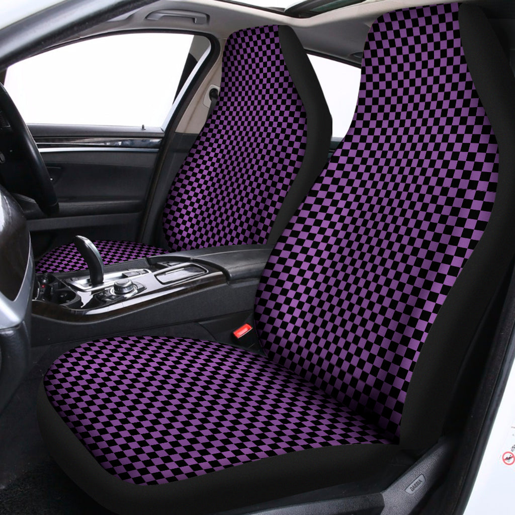 Purple And Black Checkered Pattern Print Universal Fit Car Seat Covers