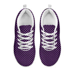 Purple And Black Checkered Pattern Print White Sneakers