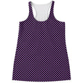 Purple And Black Checkered Pattern Print Women's Racerback Tank Top