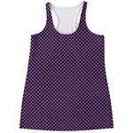 Purple And Black Checkered Pattern Print Women's Racerback Tank Top