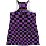 Purple And Black Checkered Pattern Print Women's Racerback Tank Top