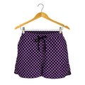 Purple And Black Checkered Pattern Print Women's Shorts