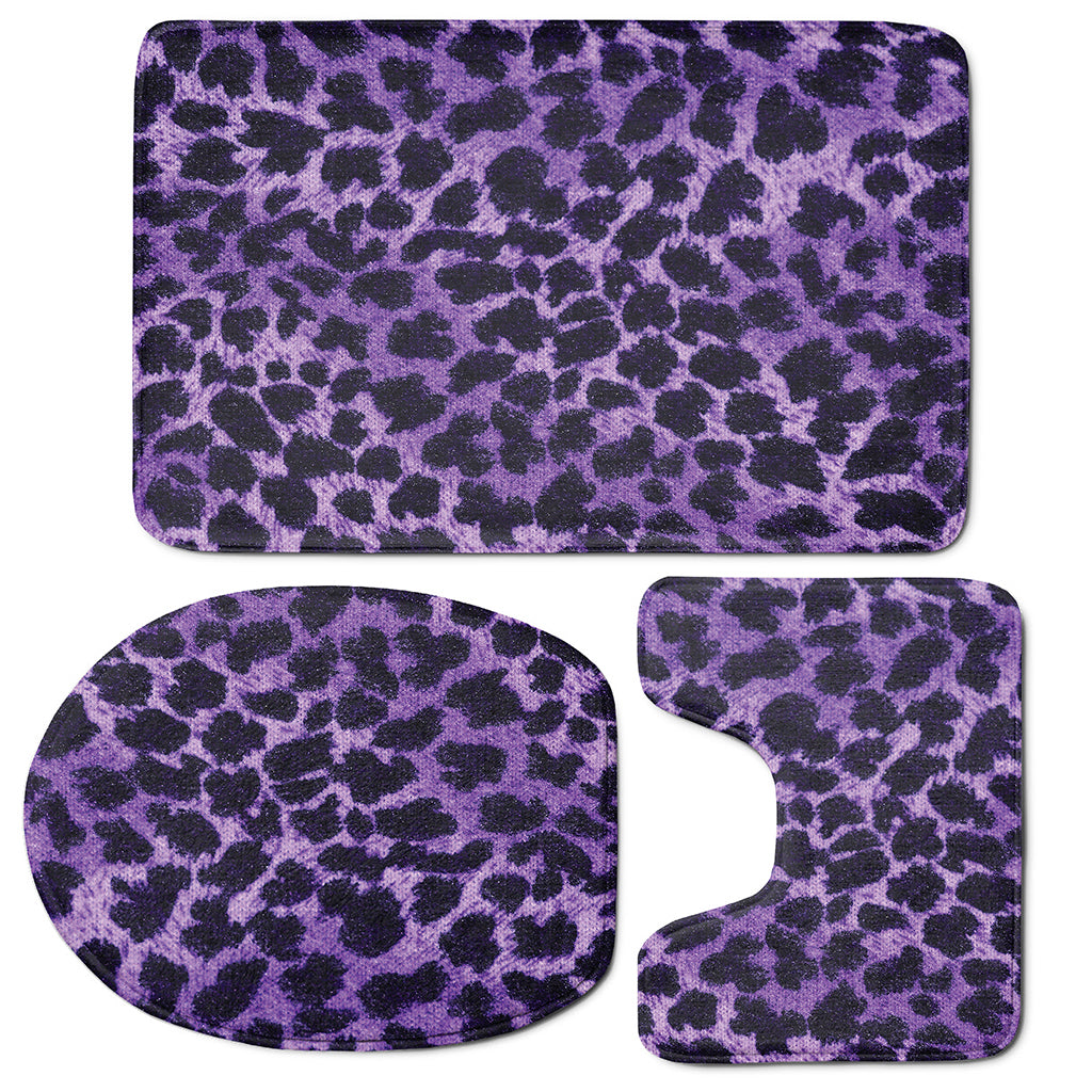 Purple And Black Cheetah Print 3 Piece Bath Mat Set