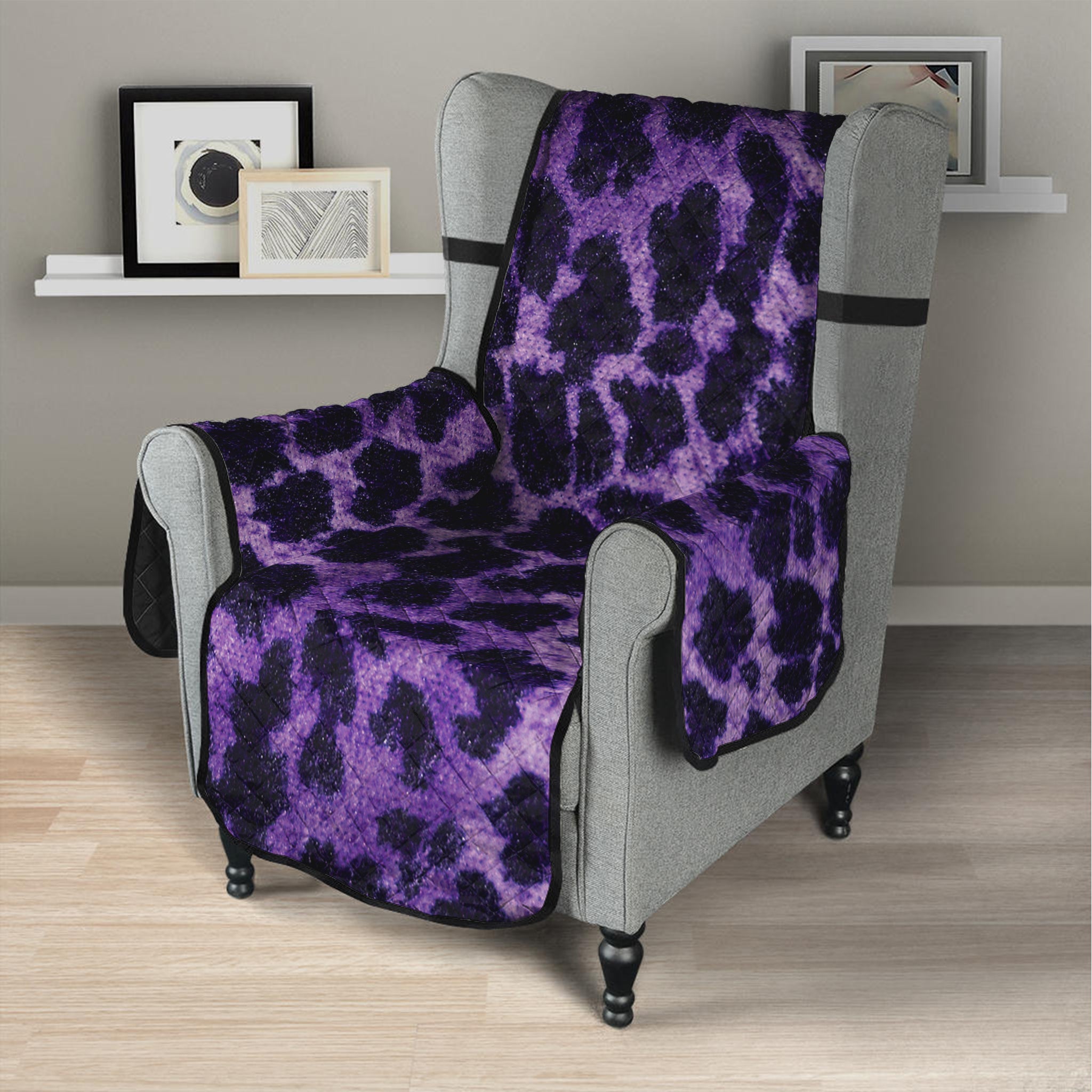 Purple And Black Cheetah Print Armchair Protector