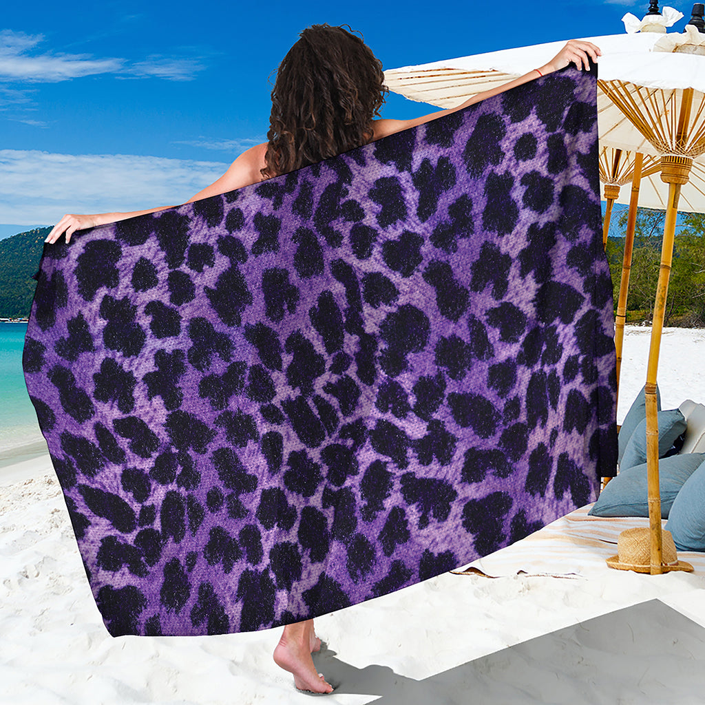 Purple And Black Cheetah Print Beach Sarong Wrap