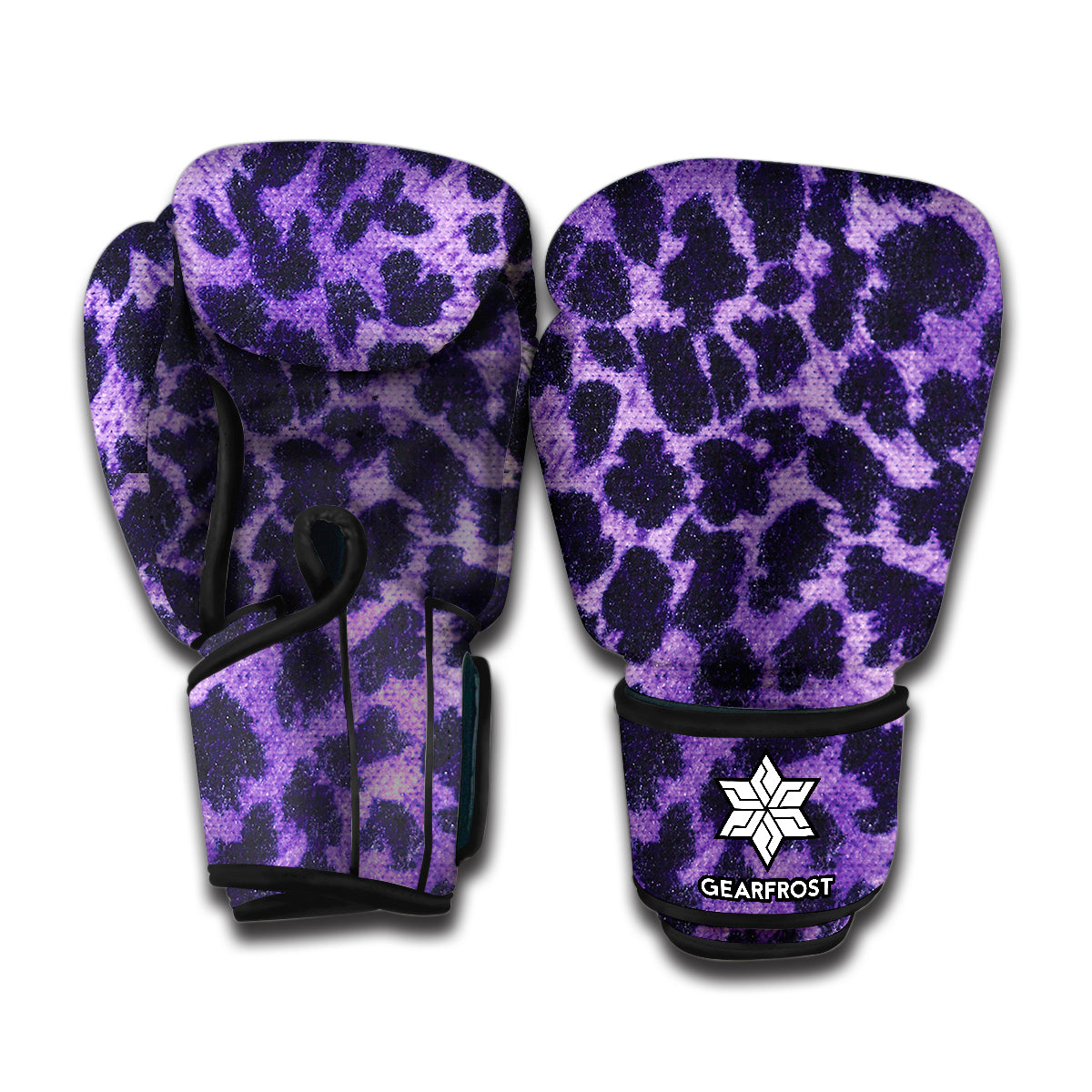 Purple And Black Cheetah Print Boxing Gloves