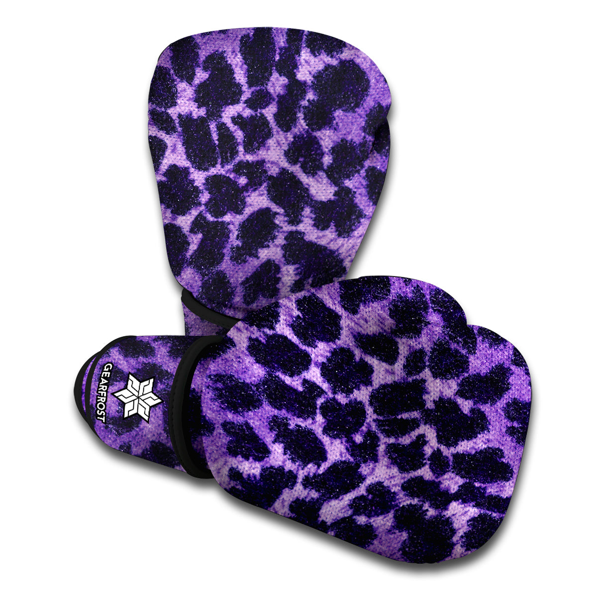 Purple And Black Cheetah Print Boxing Gloves