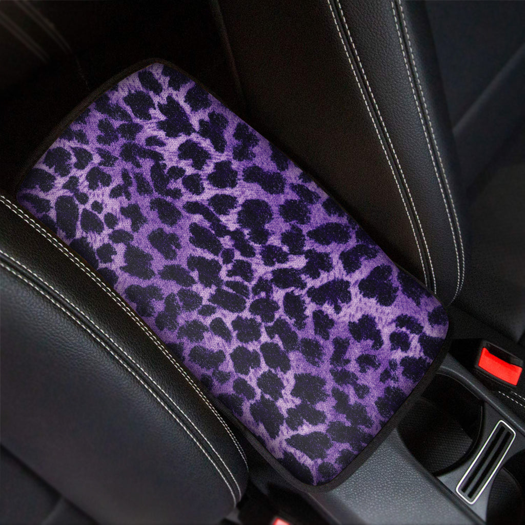 Purple And Black Cheetah Print Car Center Console Cover