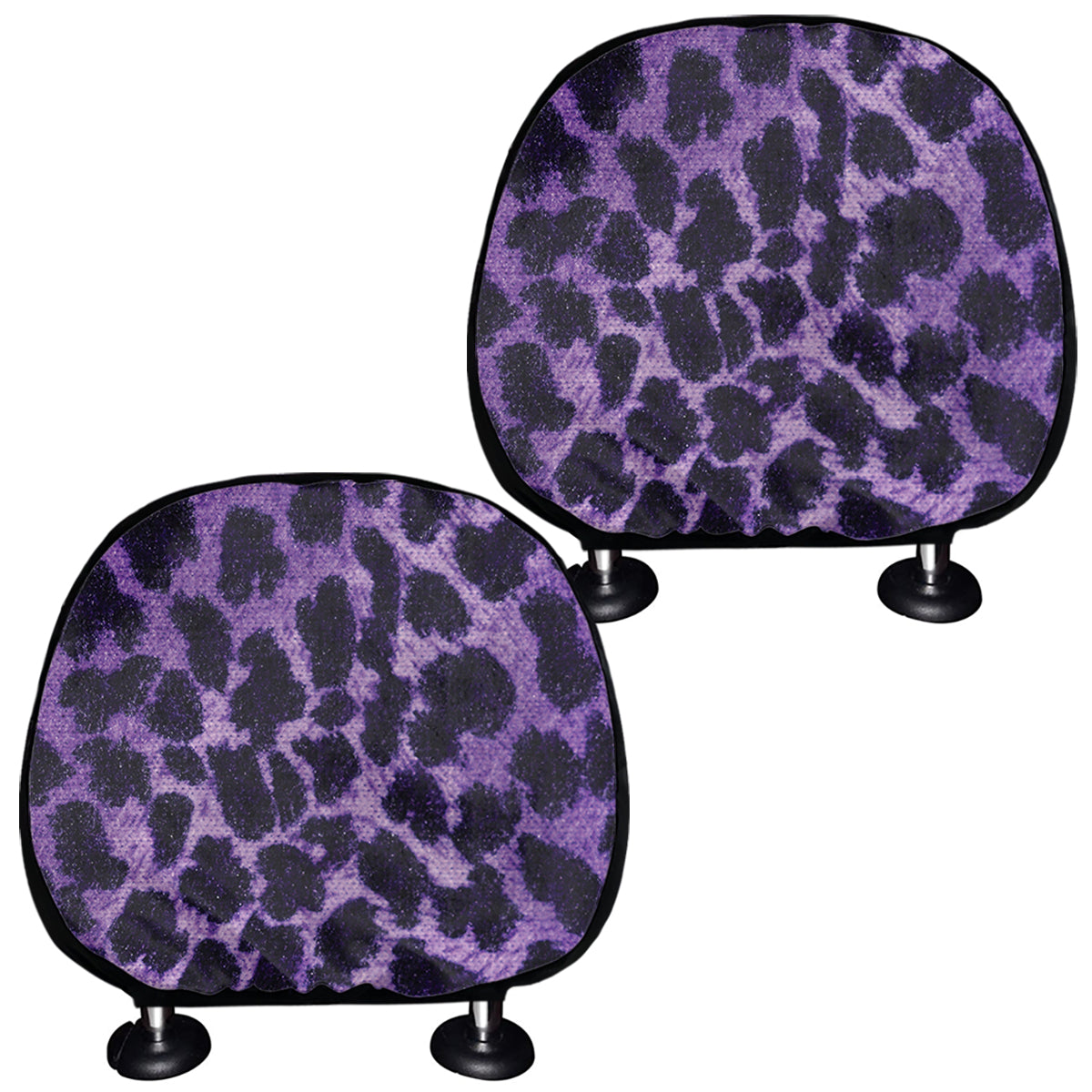 Purple And Black Cheetah Print Car Headrest Covers