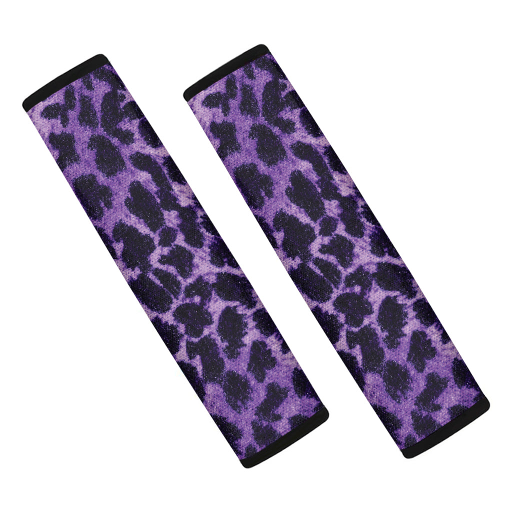 Purple And Black Cheetah Print Car Seat Belt Covers