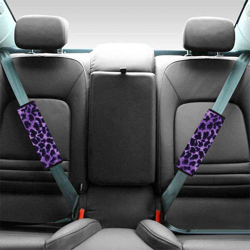 Purple And Black Cheetah Print Car Seat Belt Covers