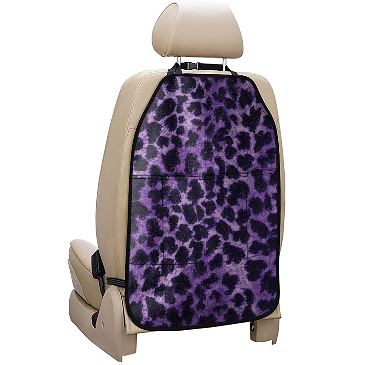 Purple And Black Cheetah Print Car Seat Organizers