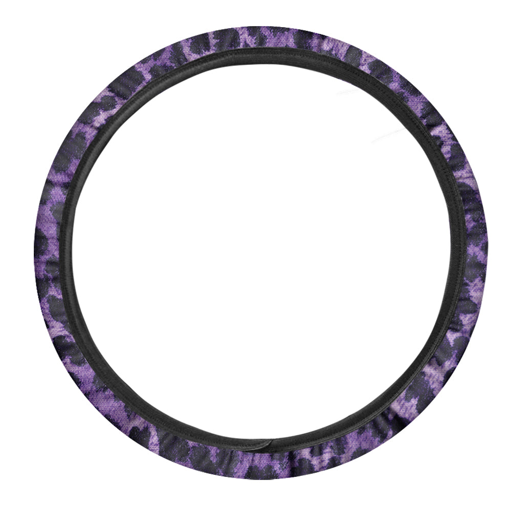 Purple And Black Cheetah Print Car Steering Wheel Cover