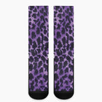 Purple And Black Cheetah Print Crew Socks