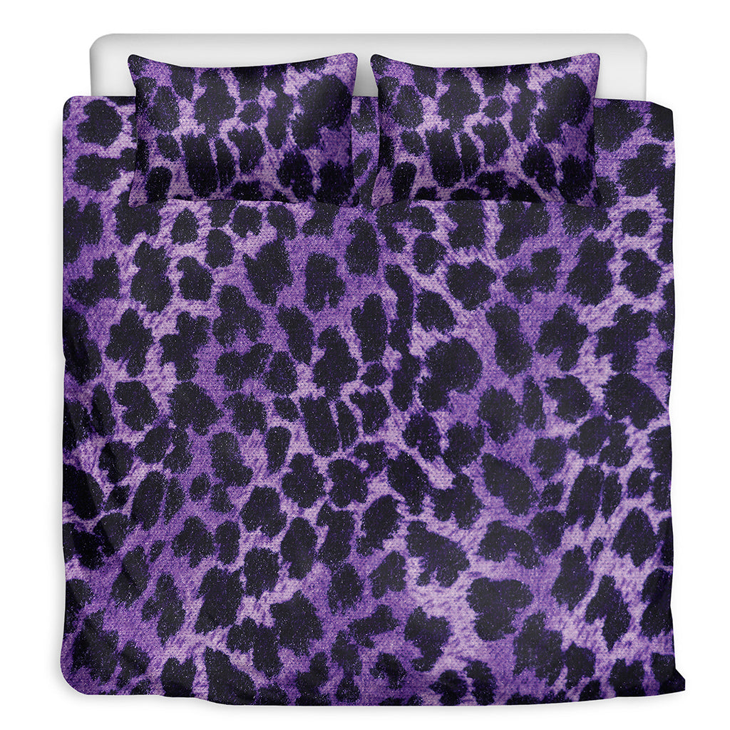 Purple And Black Cheetah Print Duvet Cover Bedding Set